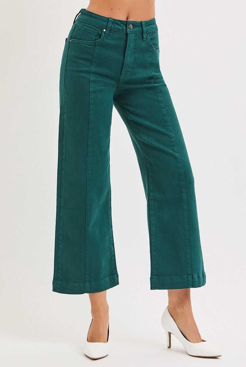 Tummy Control High Rise Wide-Leg Crop Jeans by Risen Jeans