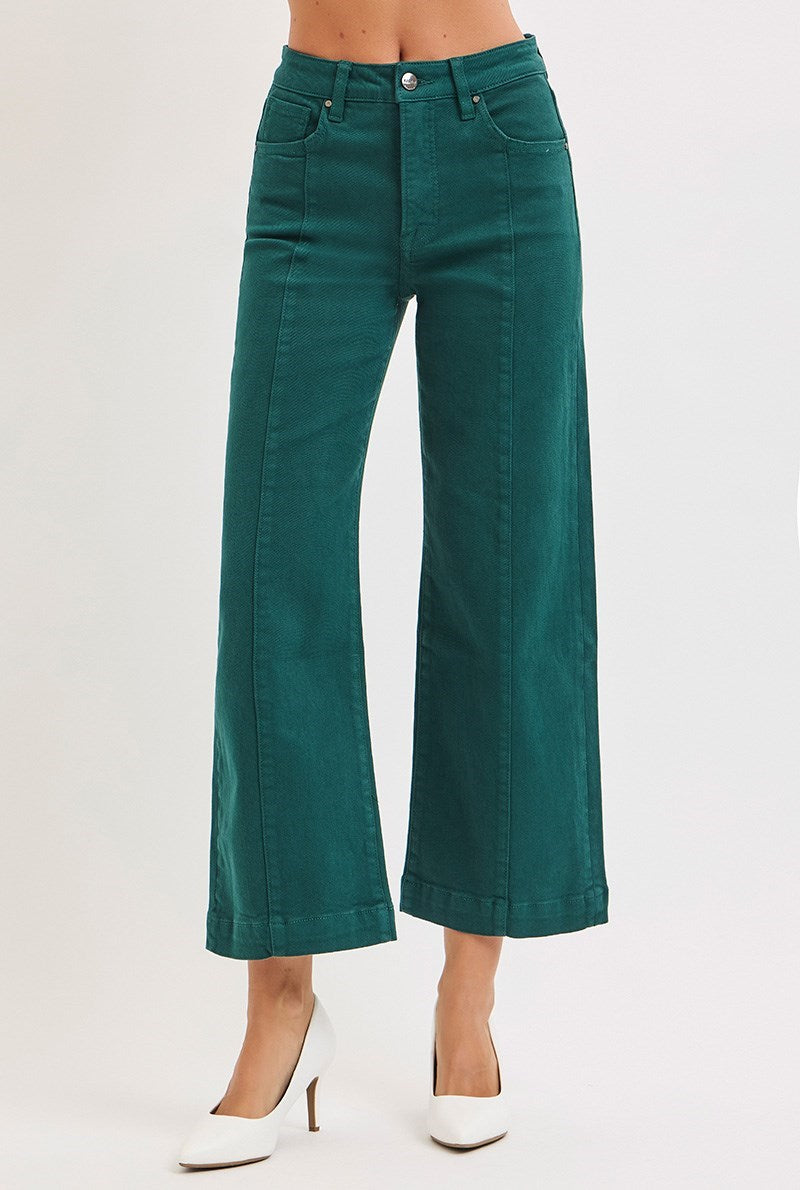 Tummy Control High Rise Wide-Leg Crop Jeans by Risen Jeans
