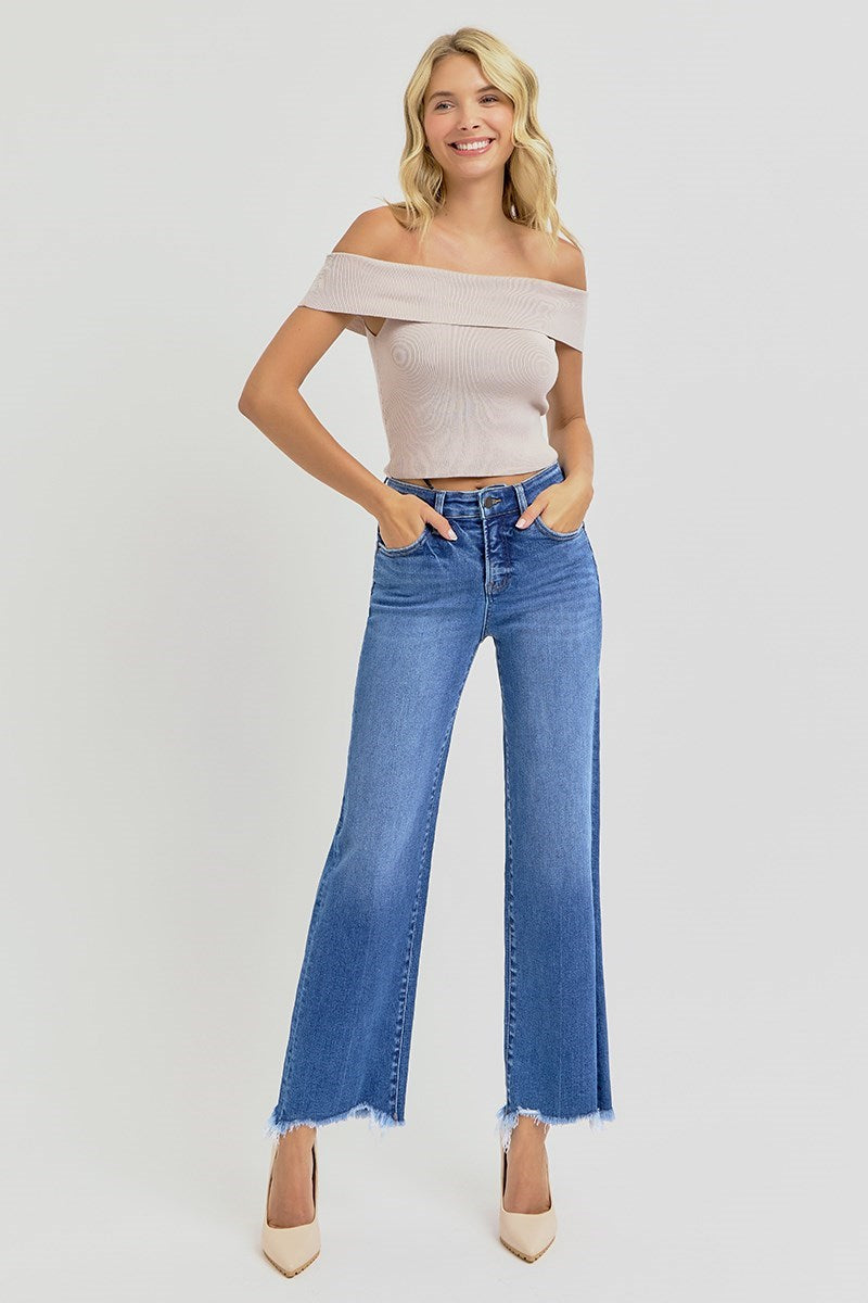 High Rise Ankle Straight Jeans w/ Tummy Control by Risen
