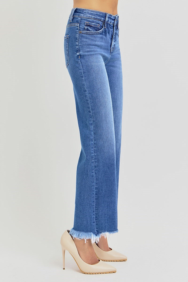 High Rise Ankle Straight Jeans w/ Tummy Control by Risen