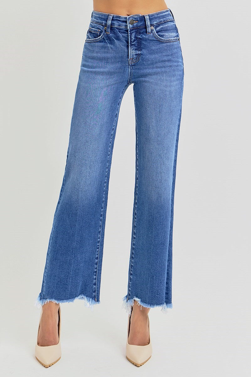 High Rise Ankle Straight Jeans w/ Tummy Control by Risen