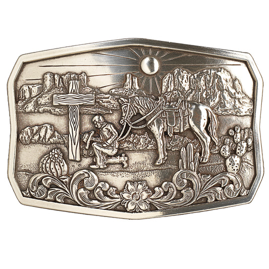 Nocona Mens Rectangle Texas Cactus Horse Buckle
