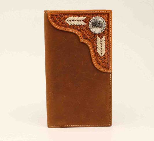 Nocona Men's Basketweave Rawhide Lace Brown Rodeo Wallet