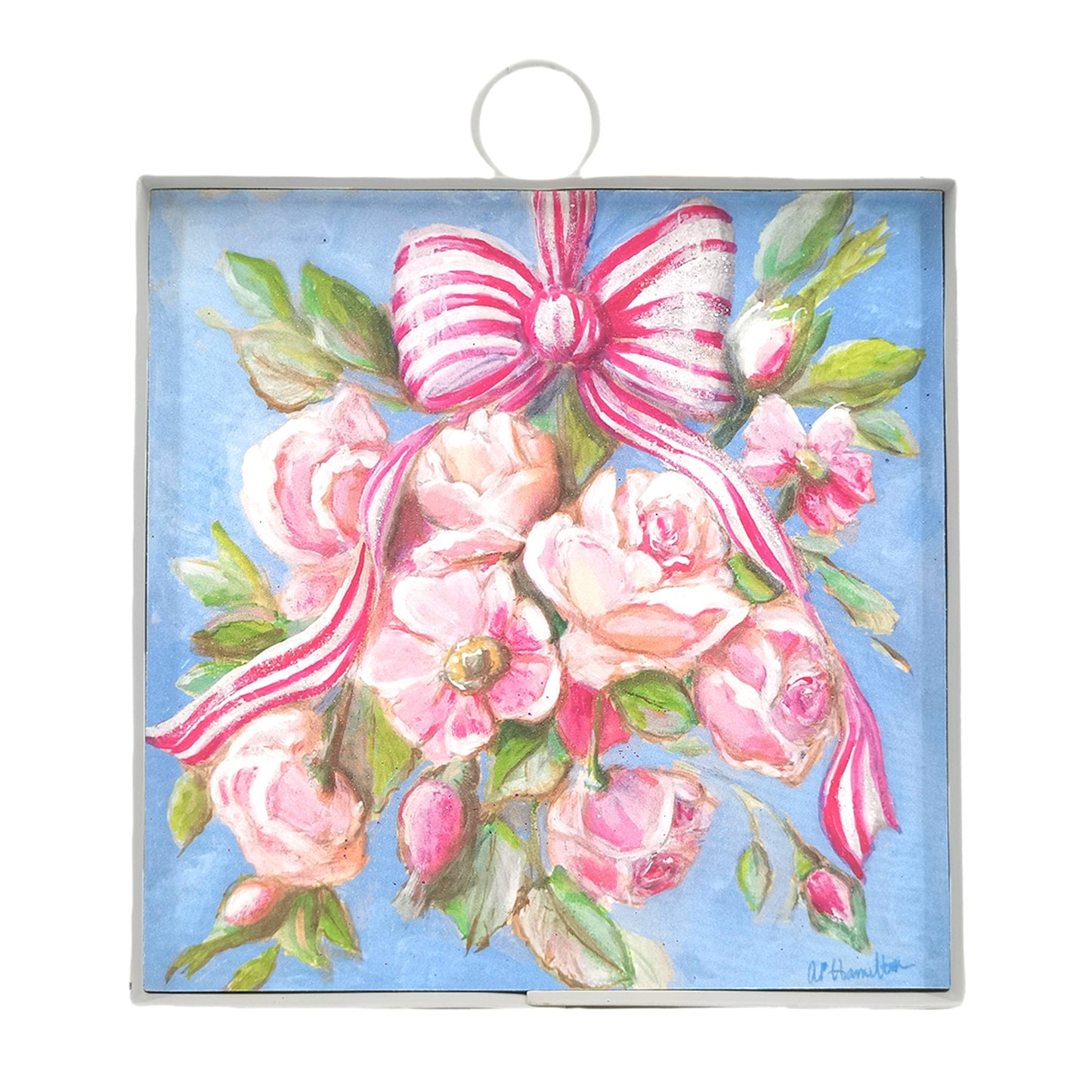 Mini Art Pink Roses & Ribbons by The Round Top Collection