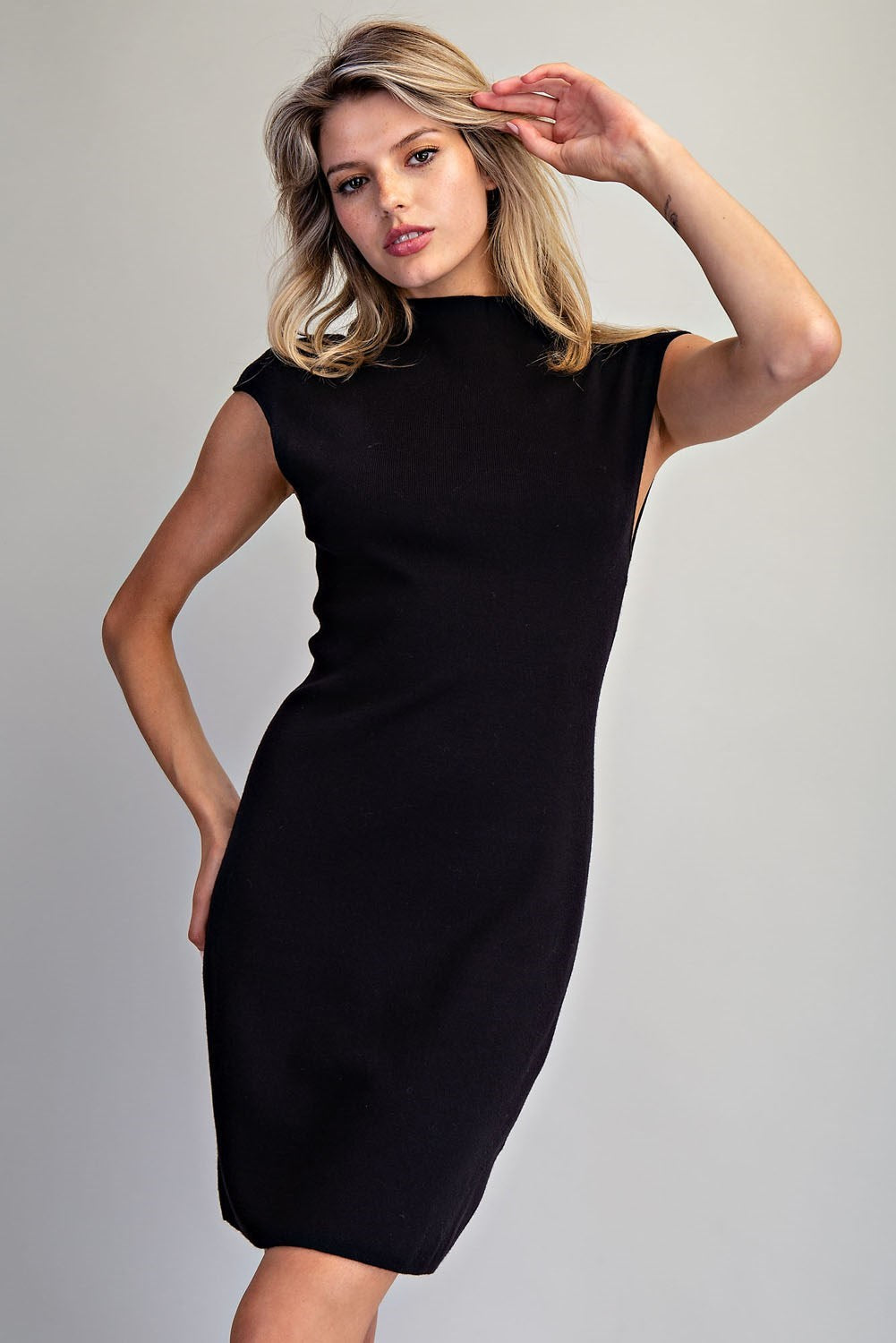 Slim Mock Neck Sleeveless Mini Dress by ee:some