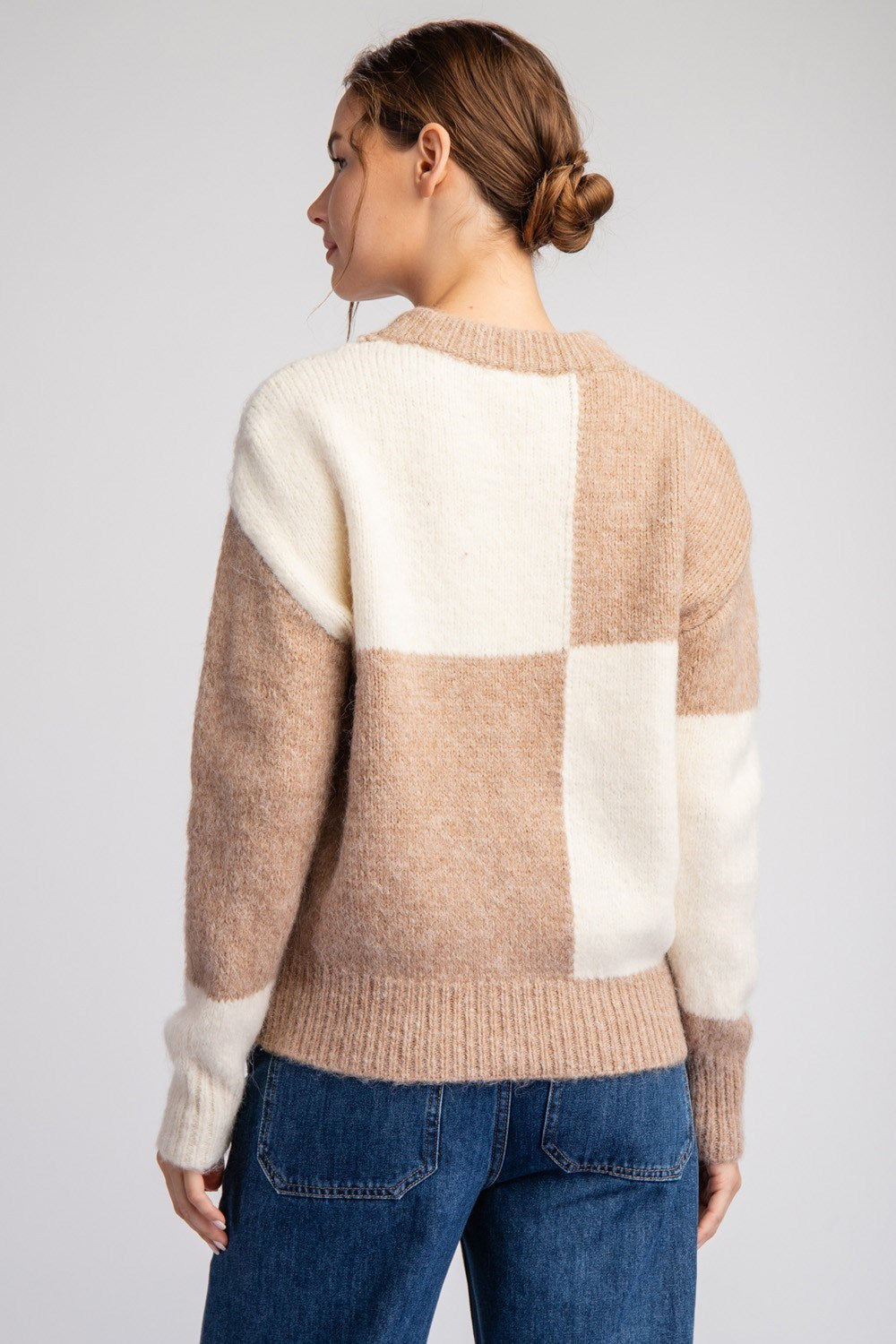 Check Pattern Sweater Top in Coco by ee:some