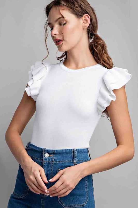 Ruffle Sleeve Bodysuit by ee:some