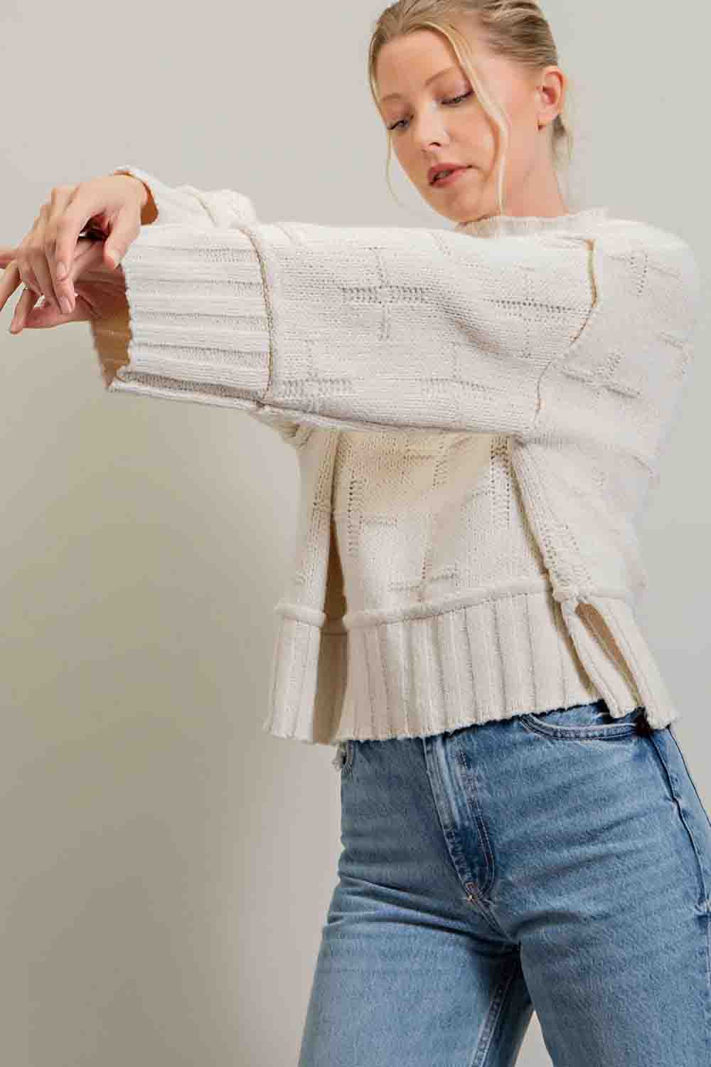 Turtle Neck Off White Knit Sweater