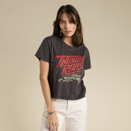 Thunder Rolls Women's Crop Tee in Vintage Black – Sendero Provisions Co