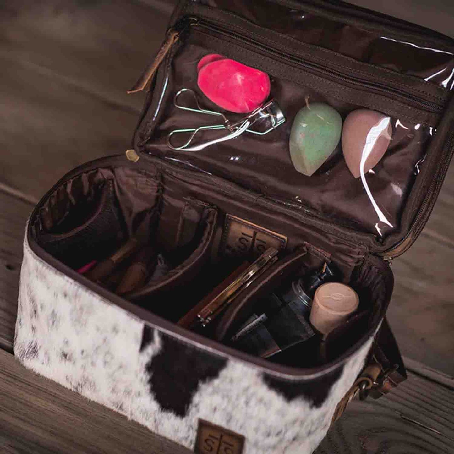 Cowhide Glamour Makeup Organizer by STS Ranchwear