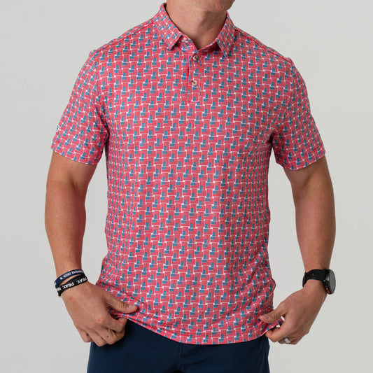 American Flag Print Performance Polo by Burlebo