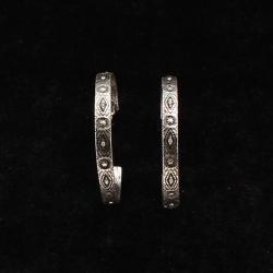 Silver Strike Earrings Aztec Engraved Hoop by M&F Western