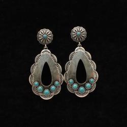 Silver Strike Earrings Western Oval Turquoise Stones by M&F Western