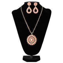 Silver Strike Ladies Earring and Necklace Set Pink Stones Pink by M&F Western