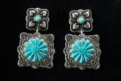 Silver Strike Ladies Earrings Turquoise Stones by M&F Western
