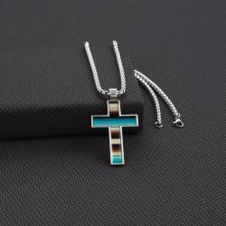 Silver Strike Mens 24" Necklace Striped Cross Multicolor by M&F Western