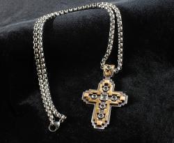 Silver Strike Mens Necklace 24" Gold Silver Cross by M&F Western