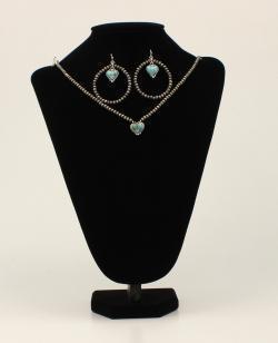 Silver Strike Necklace Set Heart Pendant Turquoise by M&F Western