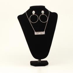 Silver Strike Necklace and Earring Set Floral Pendant Silver by M&F Western