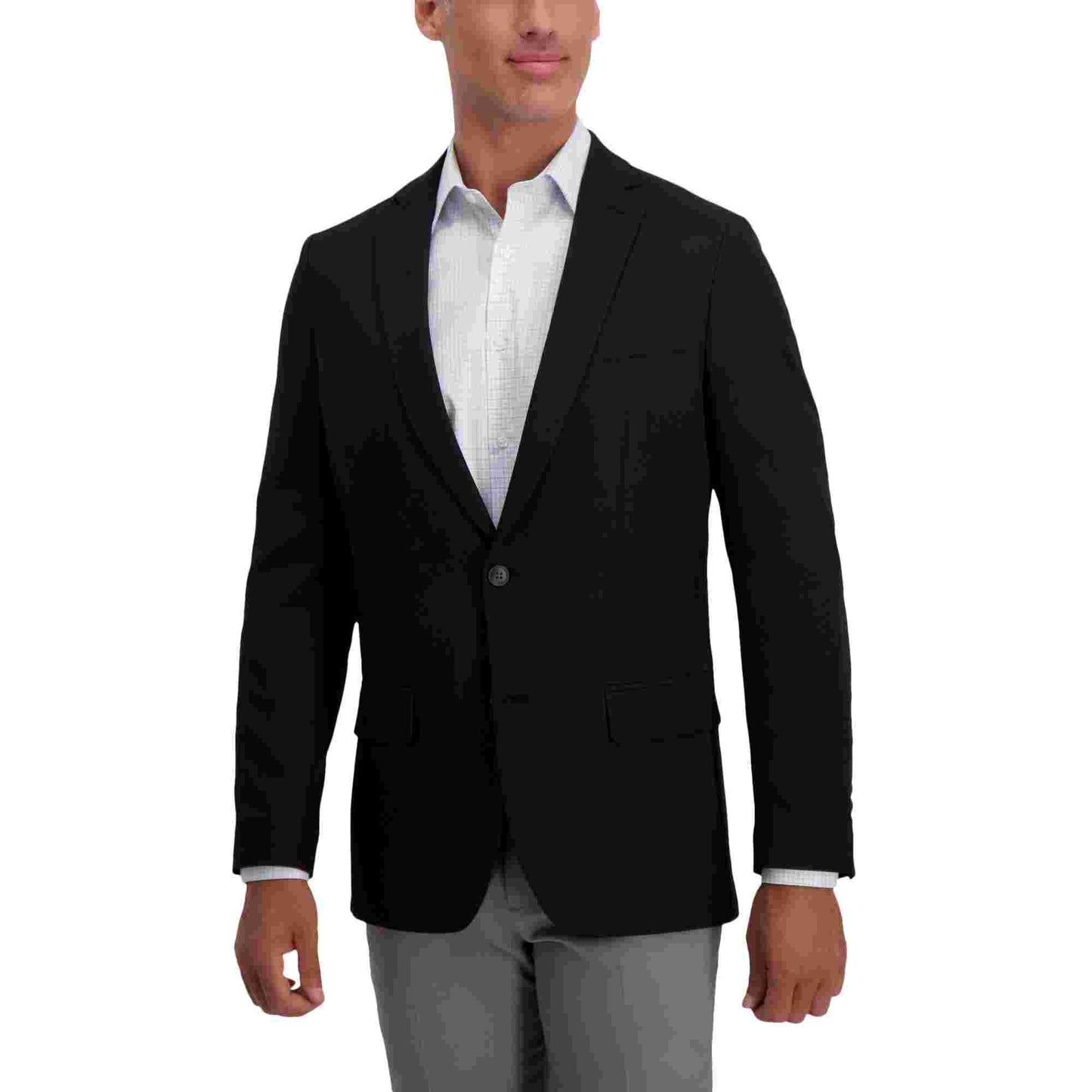Haggar Slim Fit 2-Button Stretch Gab Coat Black