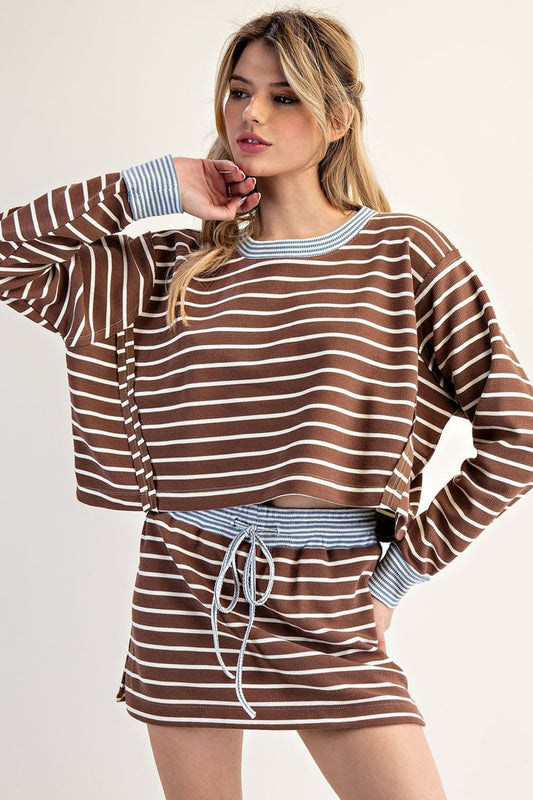 Striped Cropped Long Sleeve Top by ee:some
