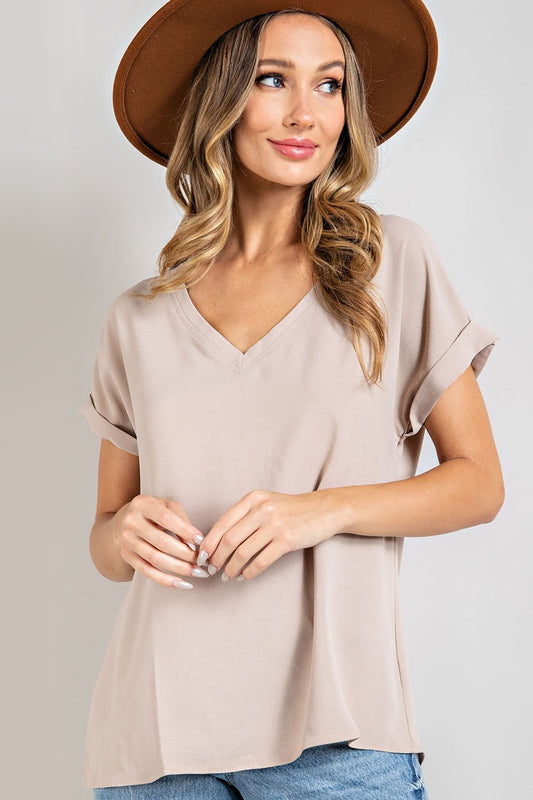 Casual V Neck Short Sleeve Top by ee:some