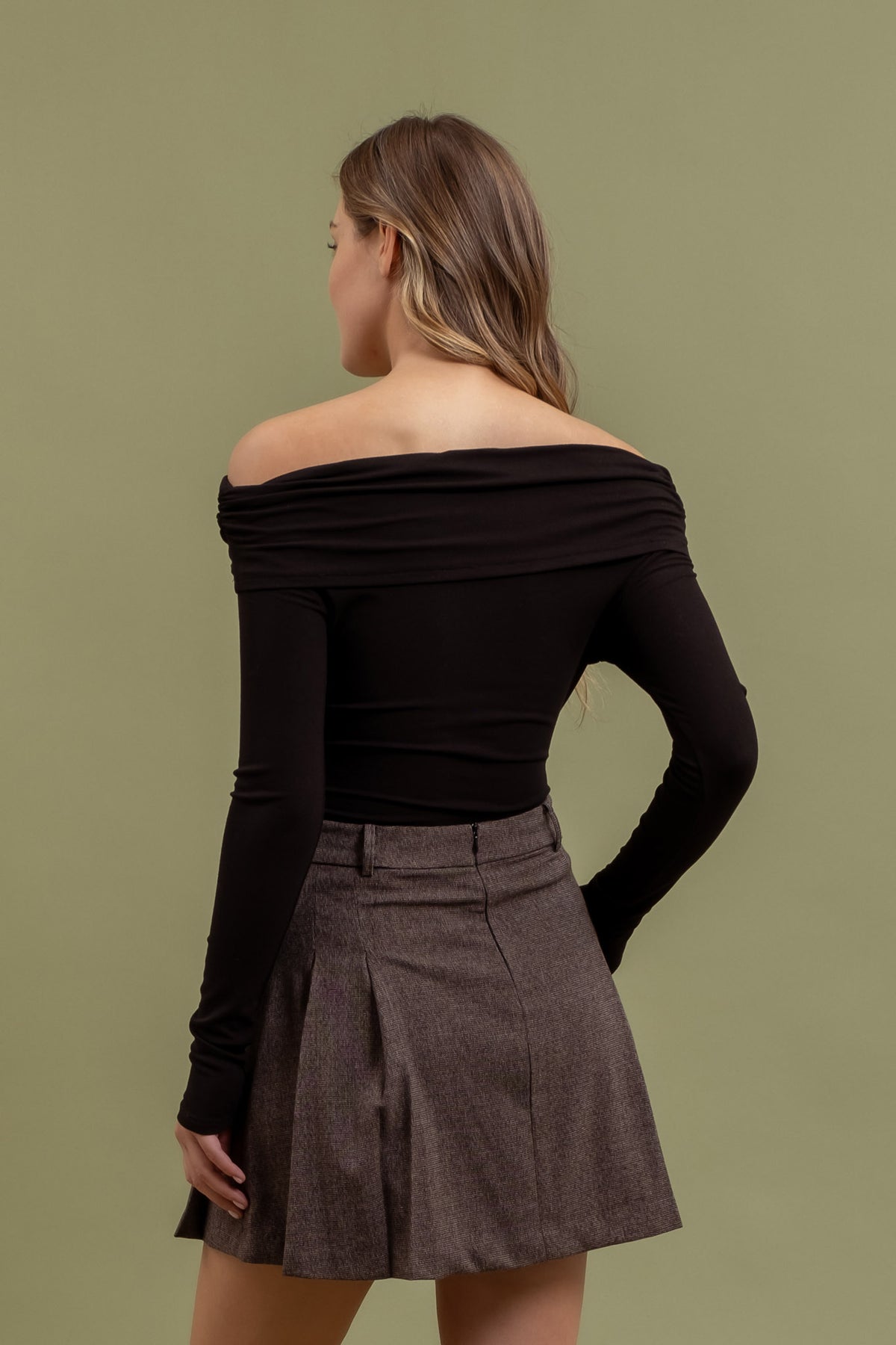 Off The Shoulder Fold Over Sweater Knit Pullover by Blu Pepper