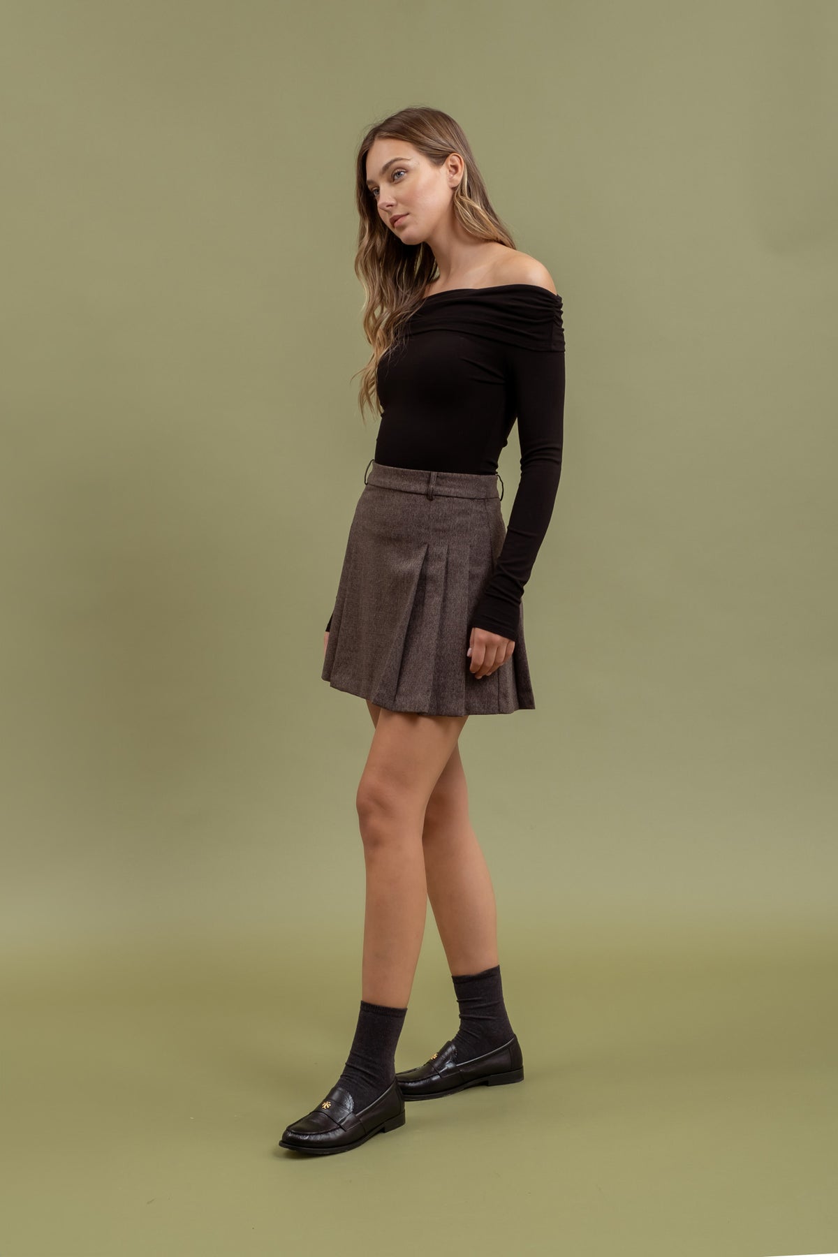 Off The Shoulder Fold Over Sweater Knit Pullover by Blu Pepper