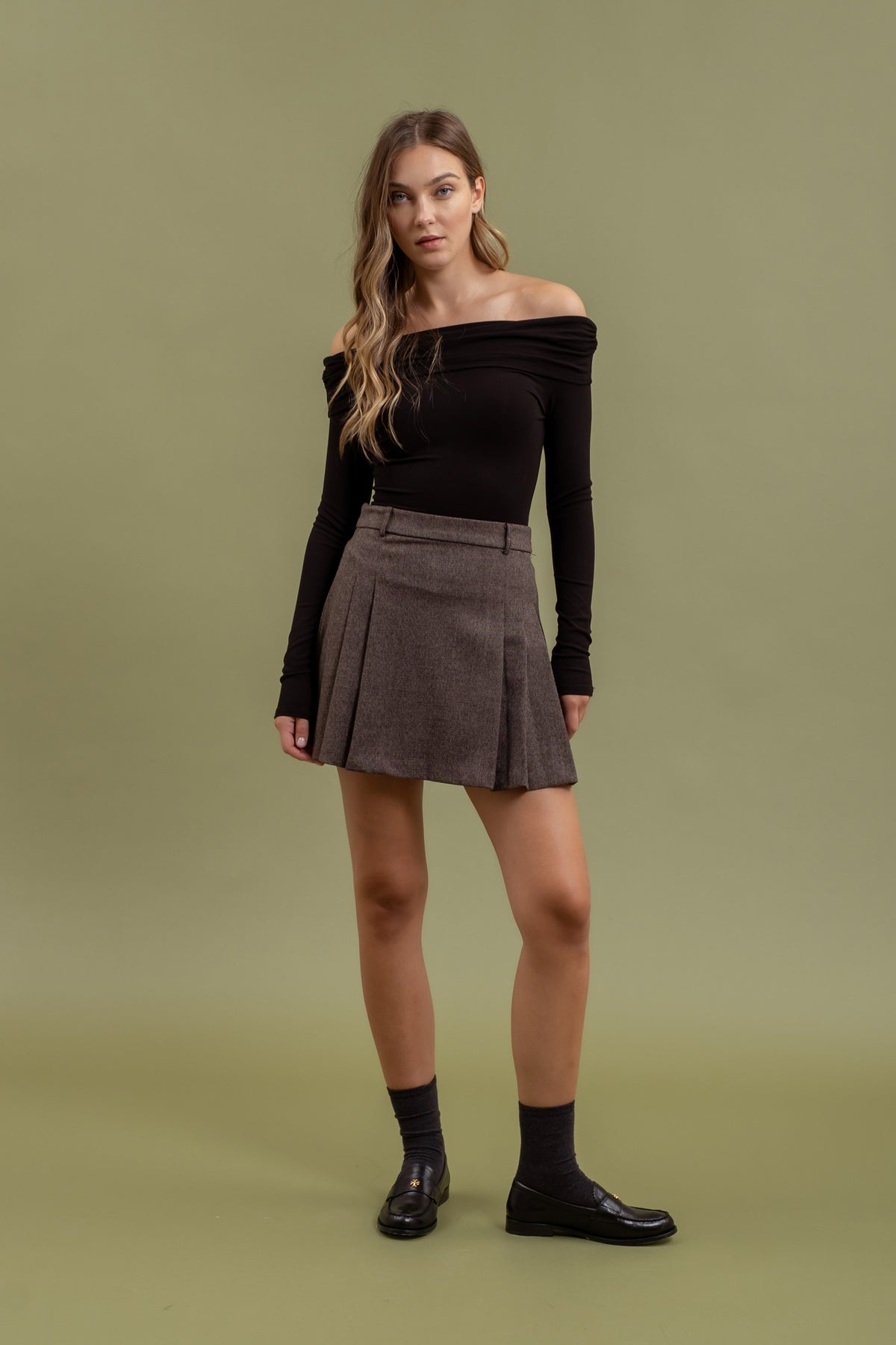 Off The Shoulder Fold Over Sweater Knit Pullover by Blu Pepper