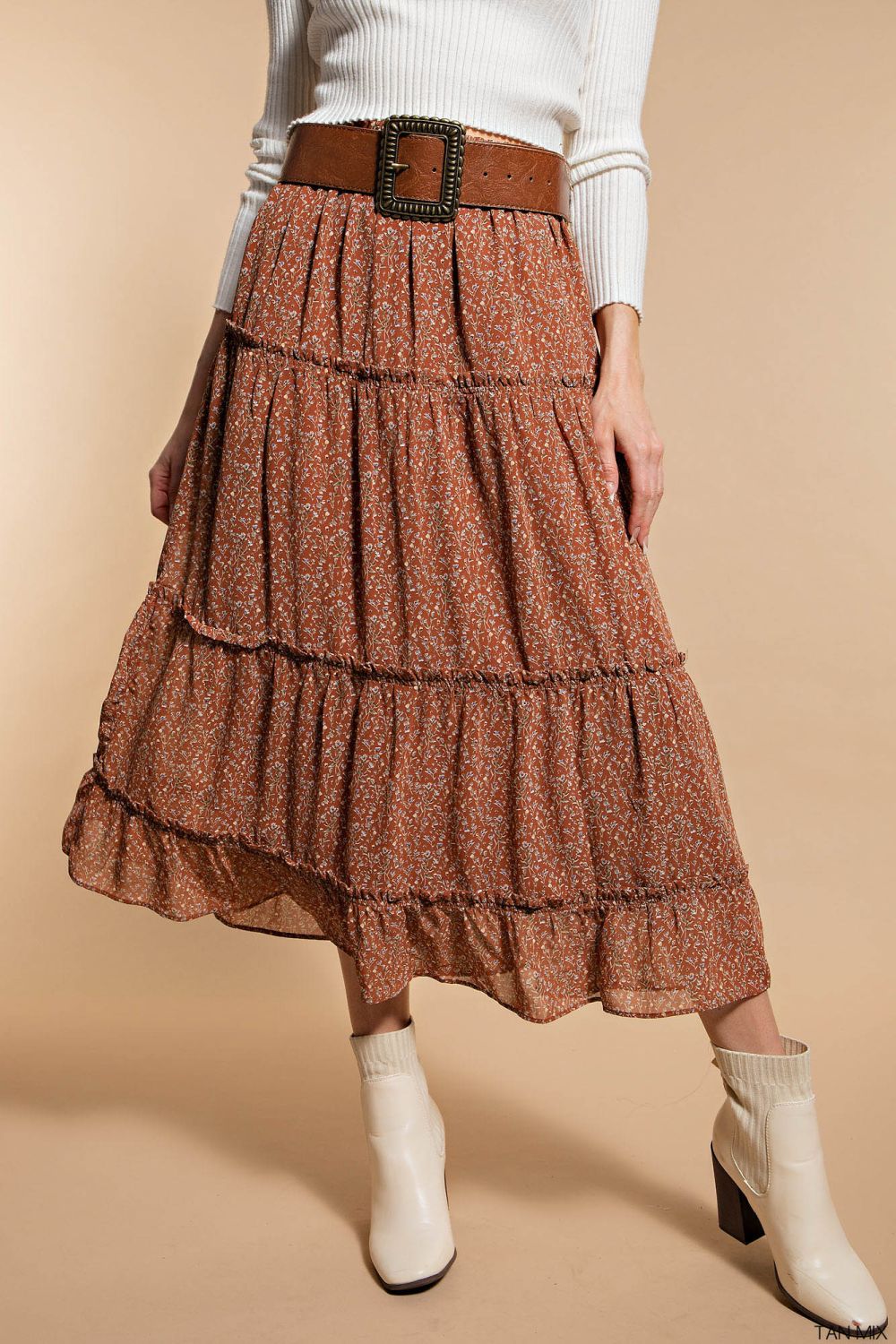 Fall Floral Chiffon Skirt