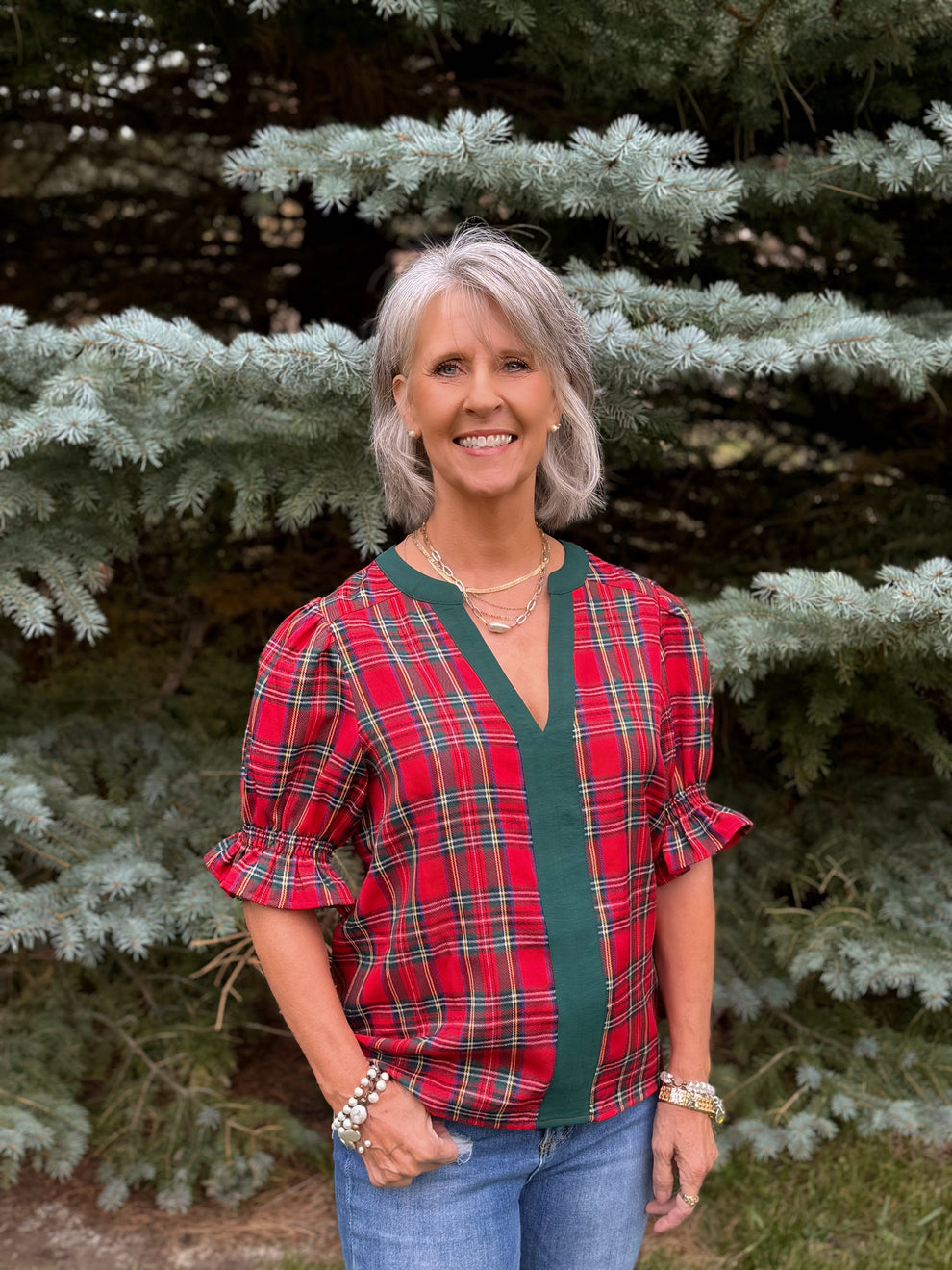 Belle Top in Red Multi by Washco Apparel