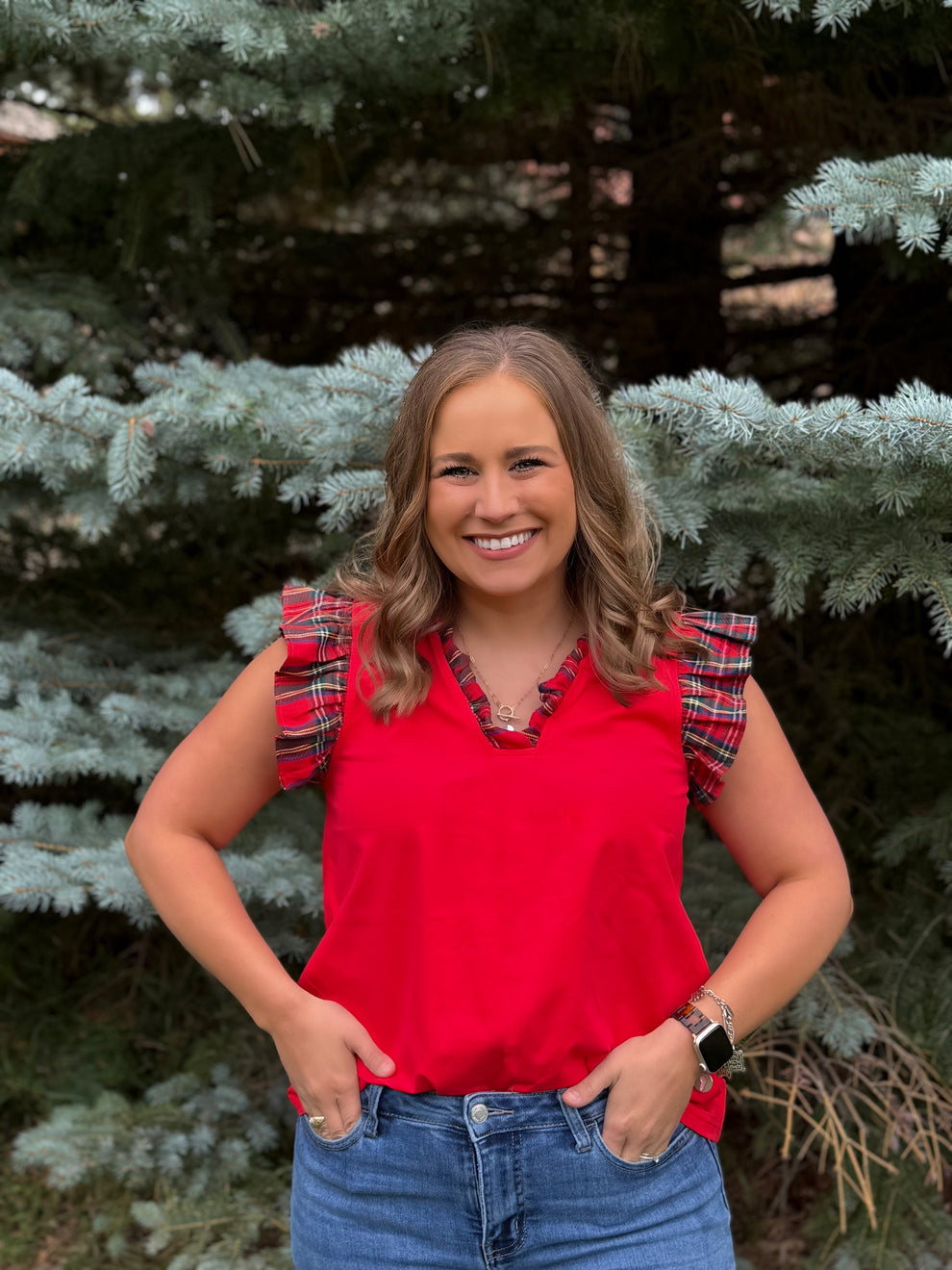 Eve Top in Red Multi by Washco Apparel