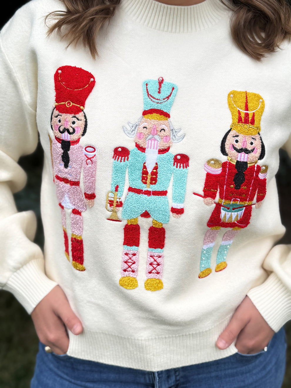 Nutcracker Sweater in White by Washco Apparel