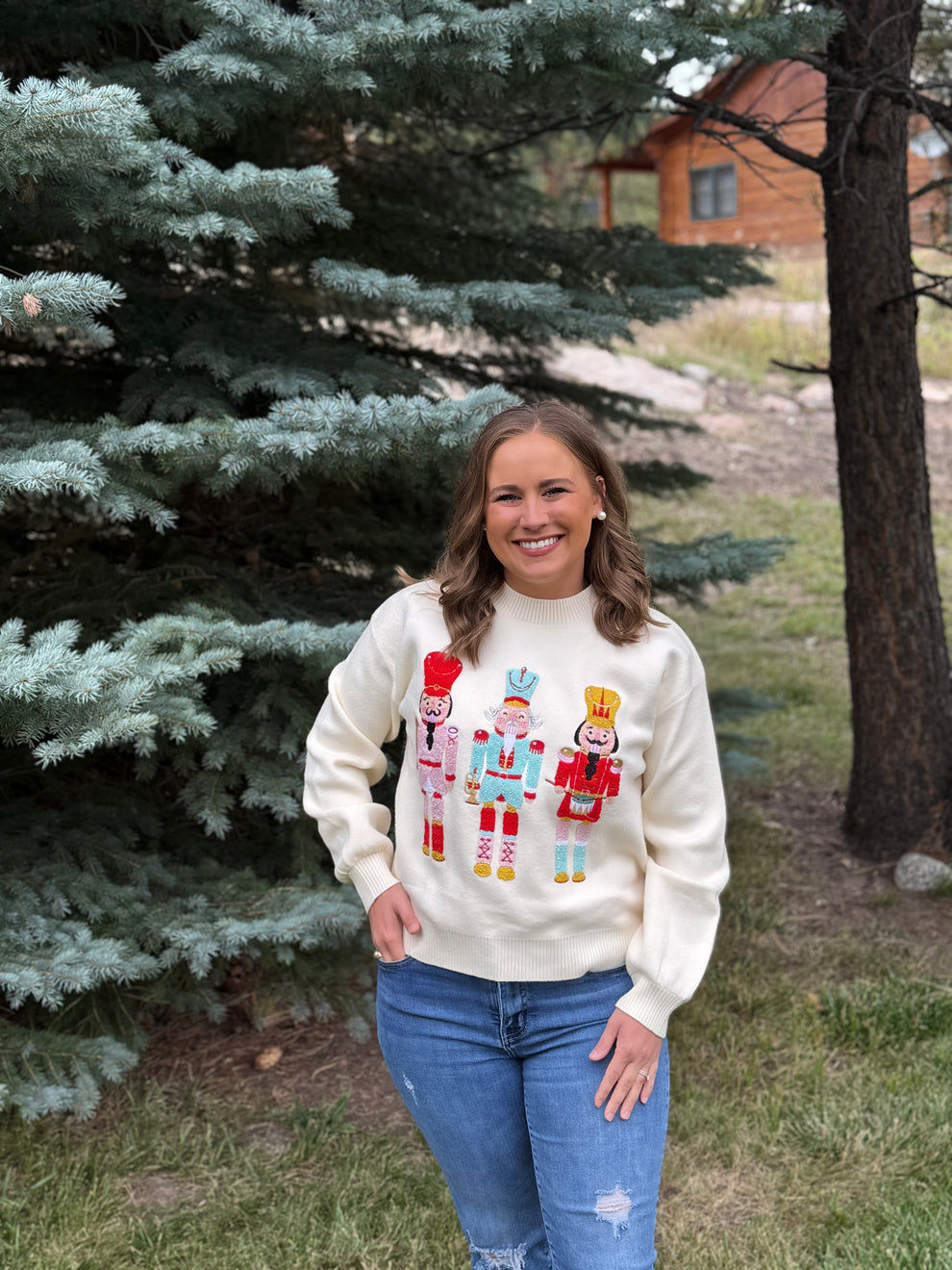 Nutcracker Sweater in White by Washco Apparel