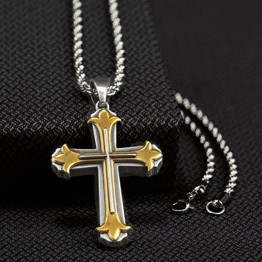 3D Gold and Silver Cross Necklace by M&F Western