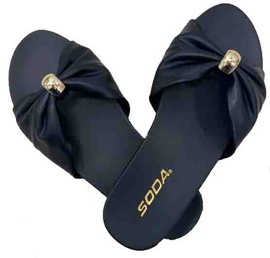Analog Bow Slides by Soda Shoes