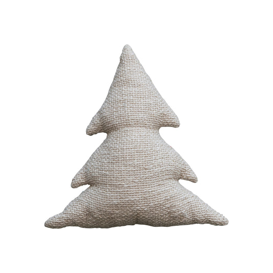 18"L x 18"H Woven Cotton Slub Tree Shaped Pillow w/ Metallic Gold Thread, Natural by Creative Co-Op