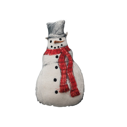 Cotton & Linen Printed Snowman Shaped Pillow by Creative Co-Op