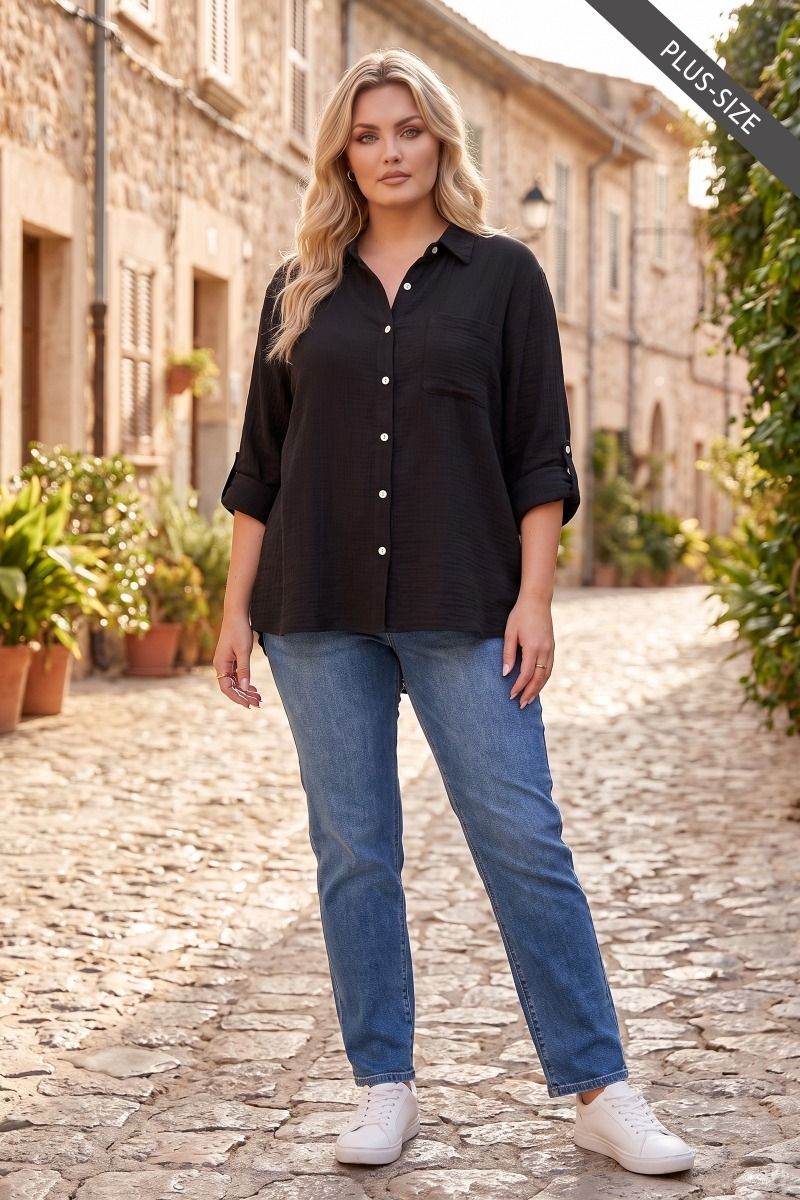 Celia Button Down Shirt Plus Size by dear scarlett