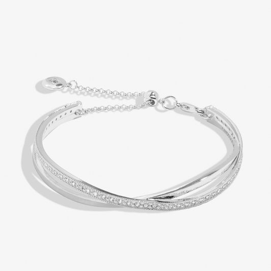 Crossover Bangle Bracelet Bar In Silver Plating by A Littles & Co