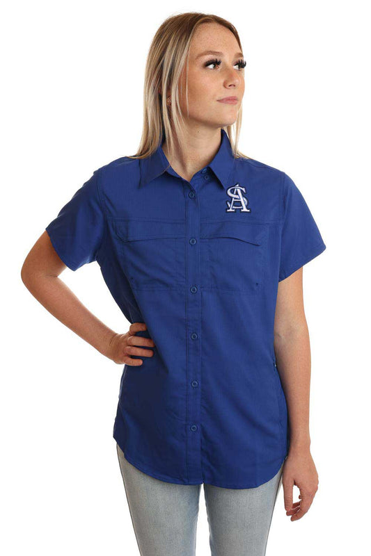 Anderson-Shiro Owls Spirit Fishing Shirt Short-Sleeve Royal Blue