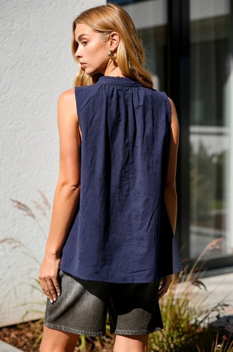 Camellia VNeck Sleeveless Embroidered Top by dear scarlett