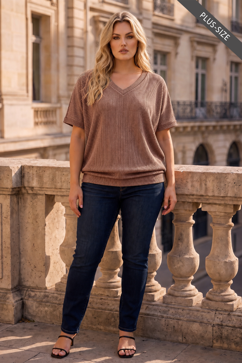 Halo Ribbed Plus Size Shirt by dear scarlett