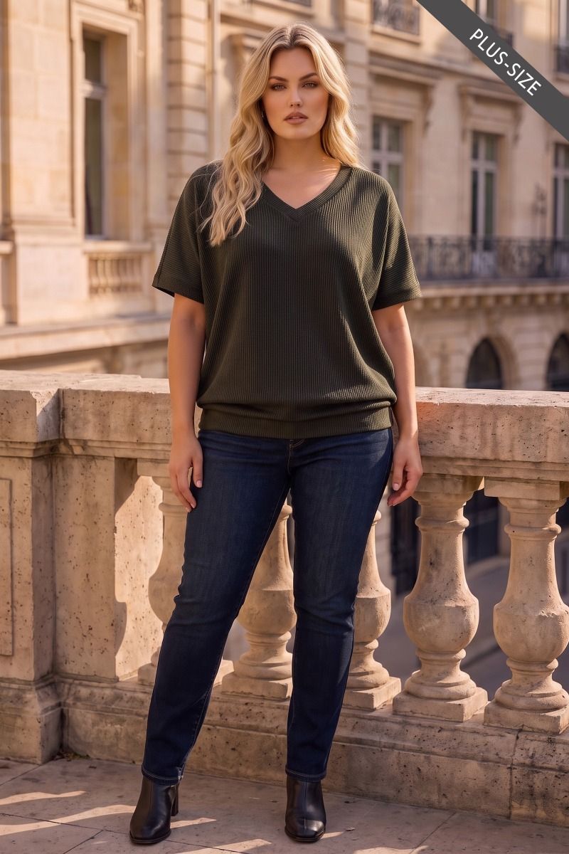 Halo Ribbed Plus Size Shirt by dear scarlett