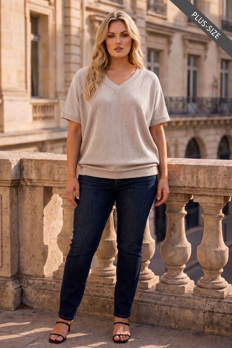 Halo Ribbed Plus Size Shirt by dear scarlett