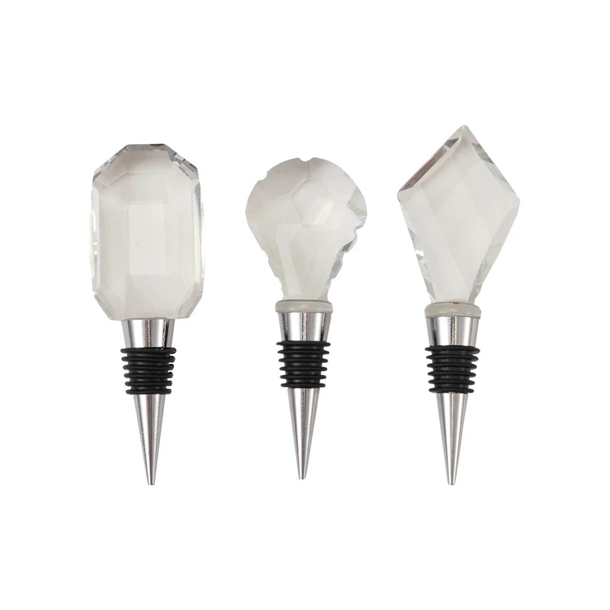 Crystal Bottle Stopper with Zinc Alloy Base, 3 Styles by Creative Co-Op