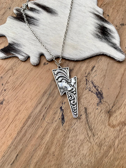 Western Lightning Bolt Concho Necklace
