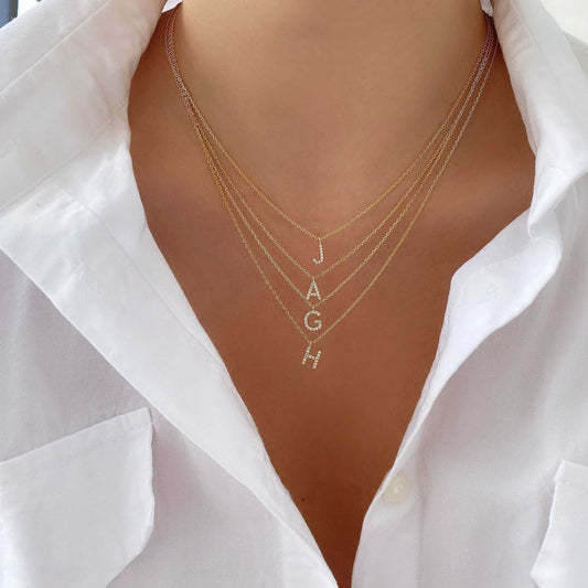 Dainty CZ Gold Initial Necklace