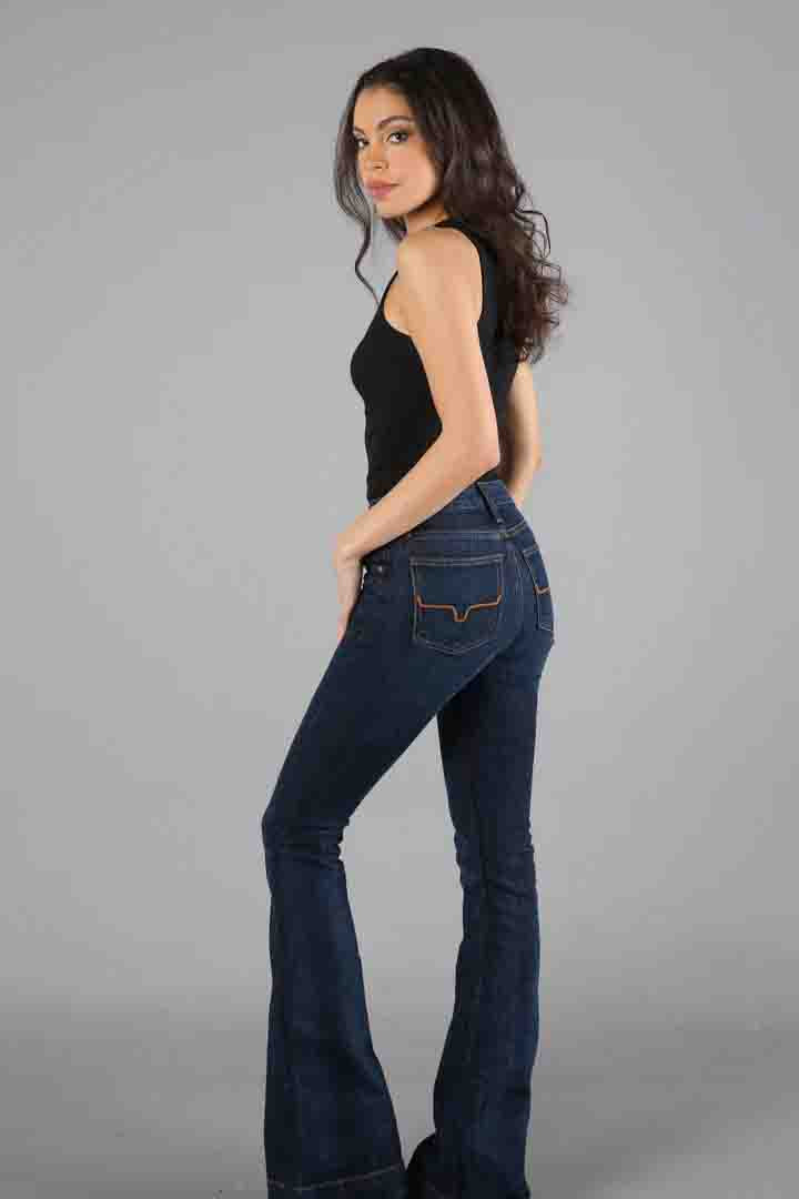 Jennifer Flare Leg High Rise Jeans in Blue by Kimes Ranch