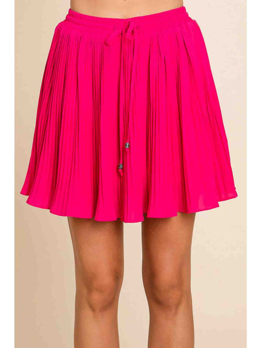 Solid Pleated Skirt in Hot Pink by Jodifl